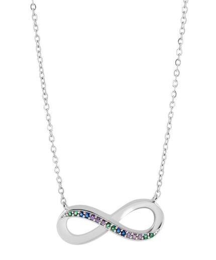 925/- Echt Silber Kette mit Anhänger, Infinity, Zirkoniabesatz
