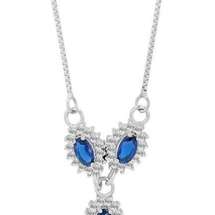 925/- Echt Silber Halskette "Elowa" mit Besatz, rhodiniert