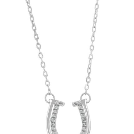 925/- Echt Silber Kette mit Hufeisenanhänger, rhodiniert, 42+5 cm