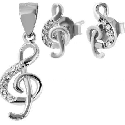 925/- Echt Silber Schmuckset "Renwa" mit Ohrringen und Anhänger, 925/rhodiniert