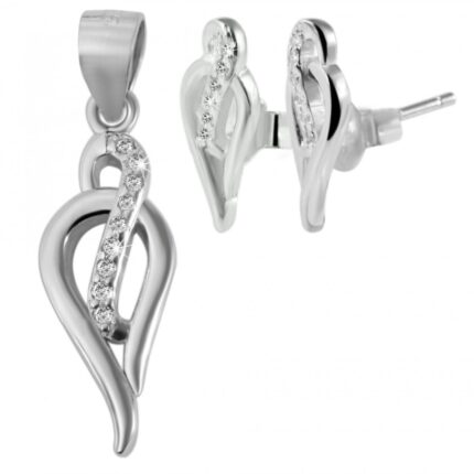 925/- Echt Silber Schmuckset "Cecilia" mit Ohrring und Anhänger, 925/rhodiniert