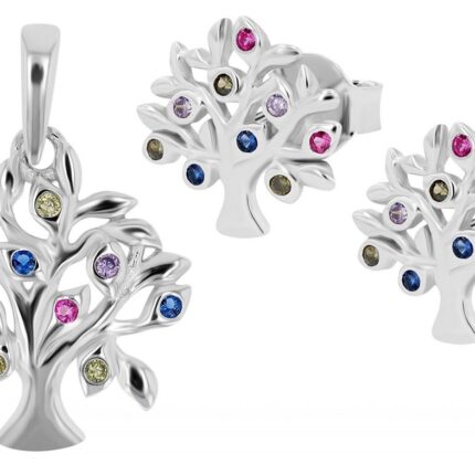 925/- Echt Silber Schmuckset "Thaisa" mit Ohrringen und Anhänger, Lebensbaum ...
