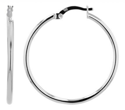925/- Echt Silber Creolen "Ninfea", schlicht, rhodiniert
