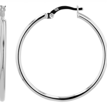 925/- Echt Silber Creolen "Ninfea", schlicht, rhodiniert