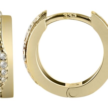 333/- o. 375/- Gold "Julaine" Klapp-Creolen mit Zirkoniabesatz,