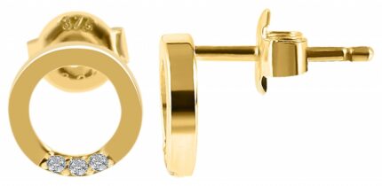 333/- o. 375/- Gold "Bailee" Ohrstecker rund mit Zirkoniabesatz, Gelbgold