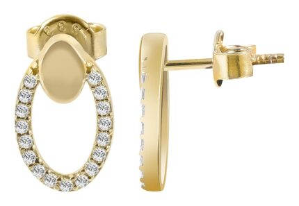 333/- o. 375/- Gold "Channie" Ohrstecker mit Zirkoniabesatz, oval