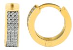 333/- Gold "Eldey" Klapp-Creolen, Zirkoniabesatz, Gelbgold, 8 Karat