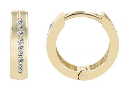 333er/ Gold "Calliope" Klapp-Creolen, Weiß- oder Gelbgold, 8 Karat, Zirkoniab...
