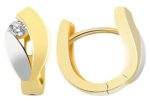 333/- Gold "Heline" Klapp-Creolen, U-Form, Zirkoniabesatz, bicolor (Gelb- & W...