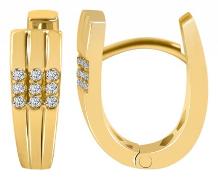333/- Gold Klapp-Creolen "Leevi", U-Form, Zirkoniabesatz, Gelbgold, 8 Karat