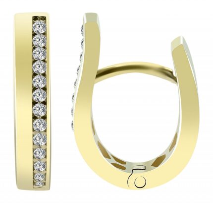 333/- Gold Klapp-Creolen "Veloria", Zirkoniabesatz, Gelbgold, 8 Karat