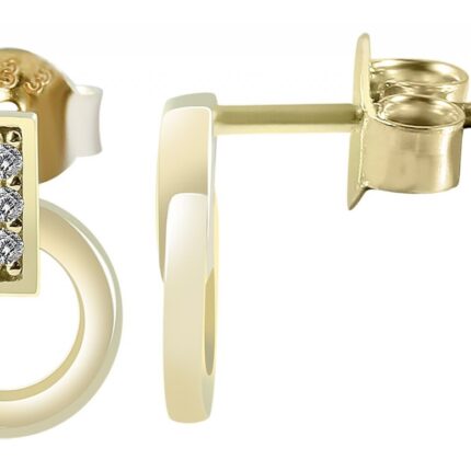 333/- Gold Ohrstecker mit Zirkoniabesatz, Gelbgold, 8 Karat, rund