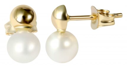 333/- Gold Ohrstecker mit Zuchtperle Ø 5 mm, Gelbgold, 8 Karat