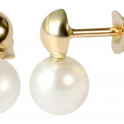 333/- Gold Ohrstecker mit Zuchtperle Ø 5 mm, Gelbgold, 8 Karat