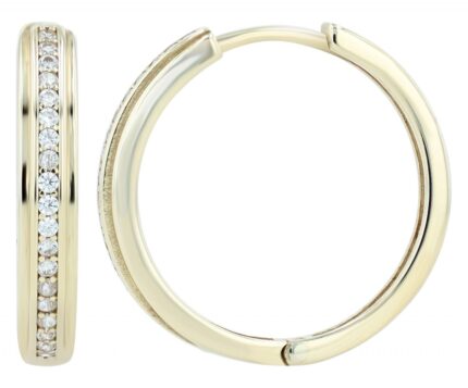 333er Gold Klappcreolen "Solena" mit Zirkonia, Gelbgold