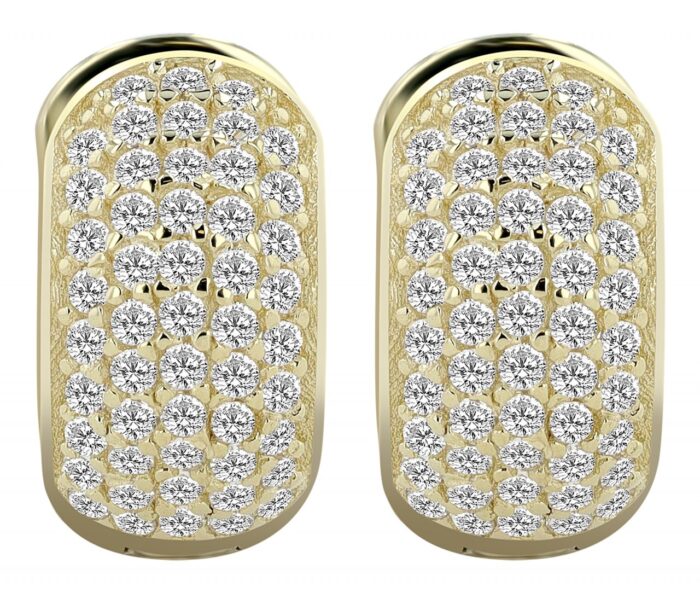 333er Gold Klapp-Creolen "Kalomira", Gelb- oder Weißgold poliert mit Zirkonia... - Image 3