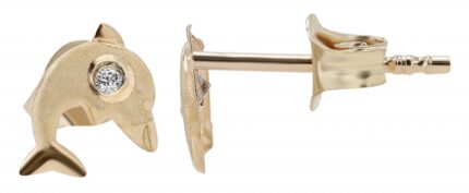 333/- Gold "Scipp" Delfin Ohstecker, Gelbgold, 8 Karat, Kinder