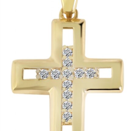 333/- o. 375/- Gold Anhänger "sonja" ohne Kette, Kreuz mit Zirkoniabesatz, Ge...
