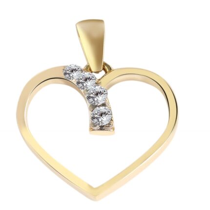 375/- Gold Anhänger "Helen" ohne Kette, Herz mit Zirkoniabesatz, 9 Karat, Gel...