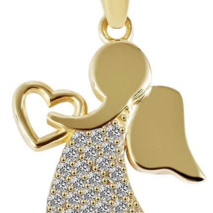 333/- Gold Anhänger "Skadi" ohne Kette, Engel, Zirkoniabesatz, Gelbgold, 8 Karat