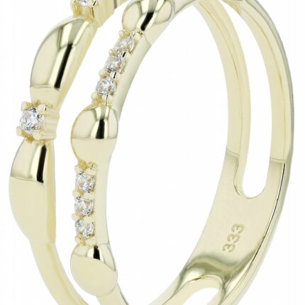 333/- Gold Ring "Tascha" doppelreihig mit Zirkonia, 8 Karat, Gelbgold