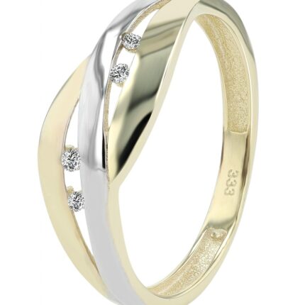 333/- Gold Ring "Velma" mit Zirkonia, 8 Karat, Gelb- und Weißgold