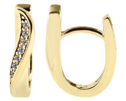 375/- Gold "Trinity" Klapp-Creolen mit Zirkoniabesatz, 9 Karat, Gelbgold