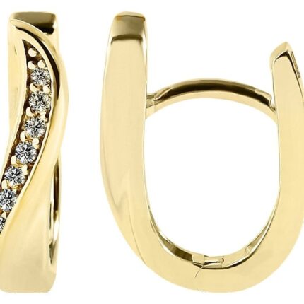 375/- Gold "Trinity" Klapp-Creolen mit Zirkoniabesatz, 9 Karat, Gelbgold