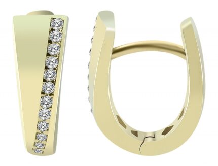 585/- Gold "Anisa" Klapp-Creolen, Zirkoniabesatz, 14 Karat, Gelbgold
