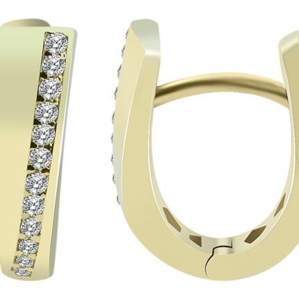 585/- Gold "Anisa" Klapp-Creolen, Zirkoniabesatz, 14 Karat, Gelbgold