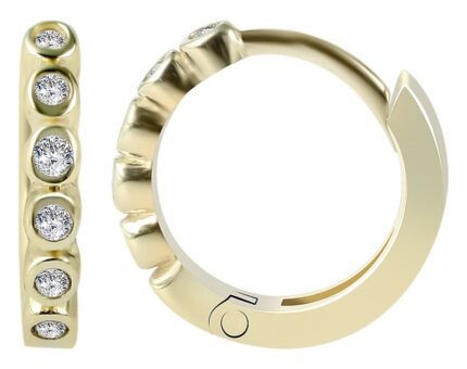 585/- Gold "Betje" Klapp-Creolen, Zirkoniabesatz, 14 Karat, Gelbgold