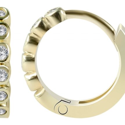 585/- Gold "Betje" Klapp-Creolen, Zirkoniabesatz, 14 Karat, Gelbgold