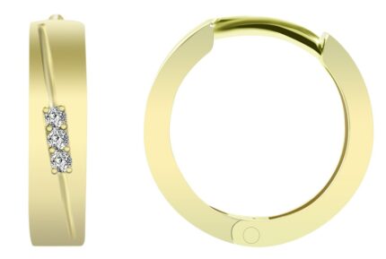 585/- Gold "Altje" Klapp-Creolen, Zirkoniabesatz, 14 Karat, Gelbgold