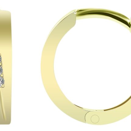 585/- Gold "Altje" Klapp-Creolen, Zirkoniabesatz, 14 Karat, Gelbgold