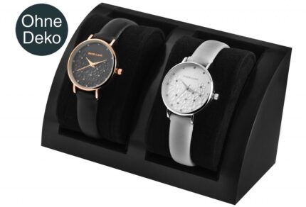 Uhrendisplay für 2 Uhren, Kunststoff, Samt, 8,1 cm x 13,6 cm x 7,1 cm