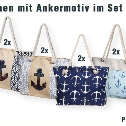 Strandtaschen mit Ankermotiv 10er Set
