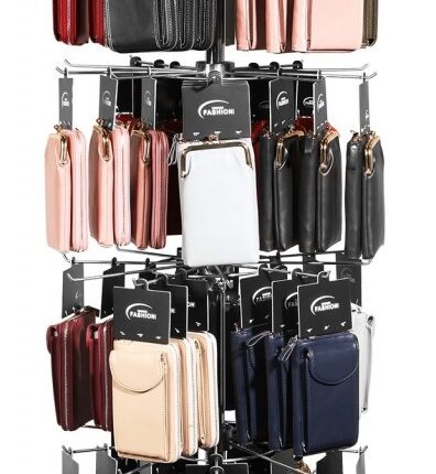 Bestückter Verkaufsständer mit Handytaschen, 60 Taschen sortiert