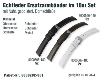 Echt Leder Ersatzarmbänder im 10er Set