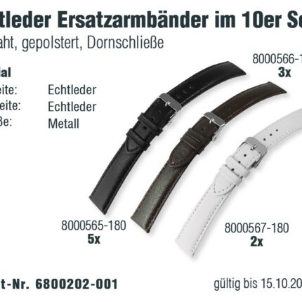 Echt Leder Ersatzarmbänder im 10er Set