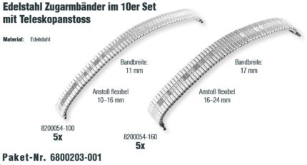 Edelstahl Zugarmbänder im 10er Set