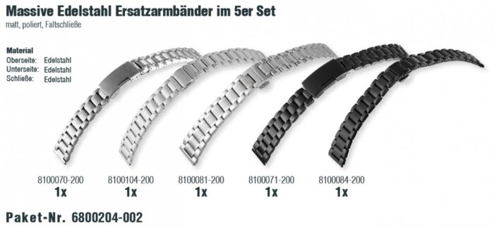 Massive Edelstahl Ersatzarmbänder im 5er Set - Image 2