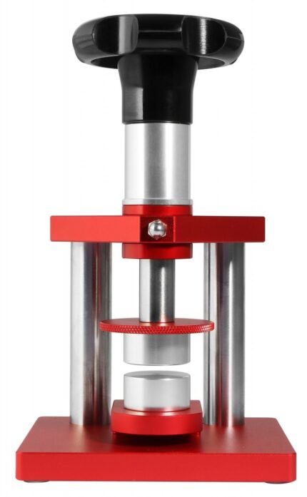 Spindelpresse für Gläser und Gehäuse, Aluminium/Edelstahl, rot/silberfarben