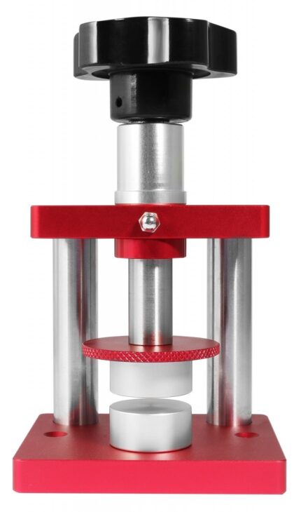 Spindelpresse für Gläser und Gehäuse, Aluminium/Edelstahl, rot/silberfarben