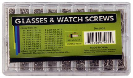 Schrauben für Uhren, Schmuck und Brillen im Set, Größe 1,6 x 0,5/1,2 x 1,6 bi...