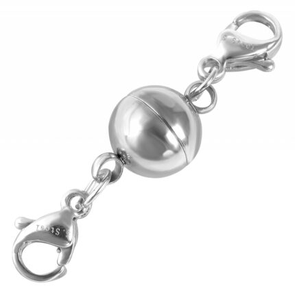 Magnetschließe rund mit 2 Karabinern, Edelstahl, Kugel Durchmesser 8 mm