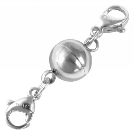 Magnetschließe rund mit 2 Karabinern, Edelstahl, Kugel Durchmesser 8 mm