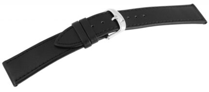 Echtleder-Uhrenarmband, schwarz/silberfarbig, 10 mm - 26 mm