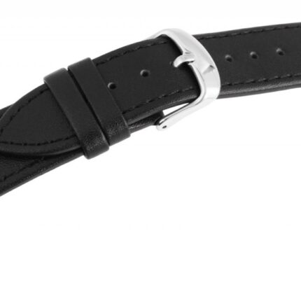 Echtleder-Uhrenarmband, schwarz/silberfarbig, 10 mm - 26 mm
