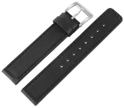 Echtleder-Uhrenarmband, schwarz/braun, 18 mm